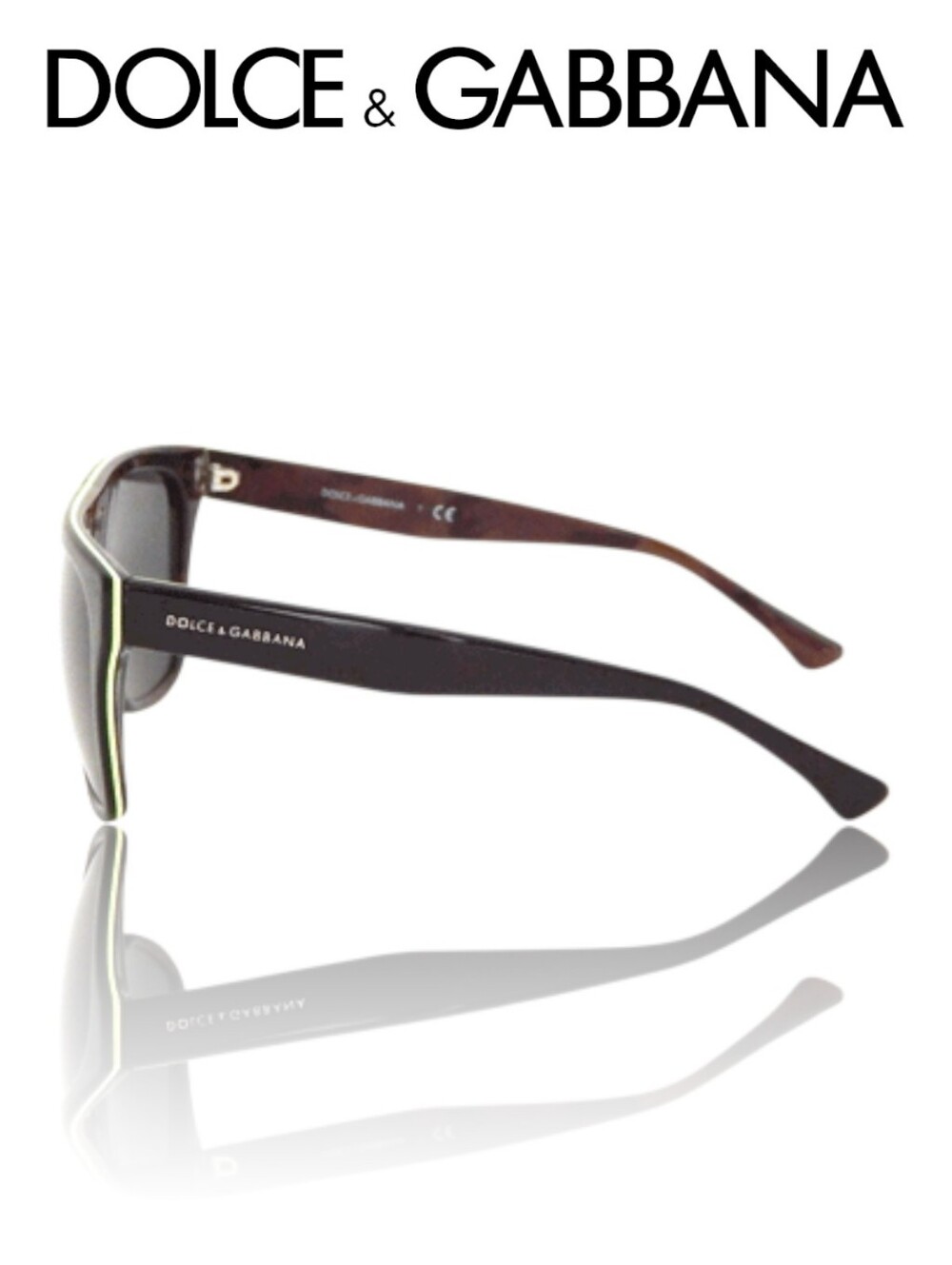 Dolce & Gabbana 4255 Havana Tortoise Sunglasses Gray Lenses Lime Green Trim - Picture 4 of 12